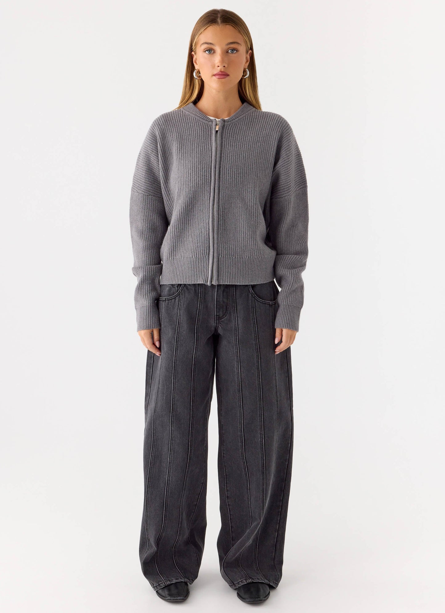 Codi Zip Jumper - Charcoal