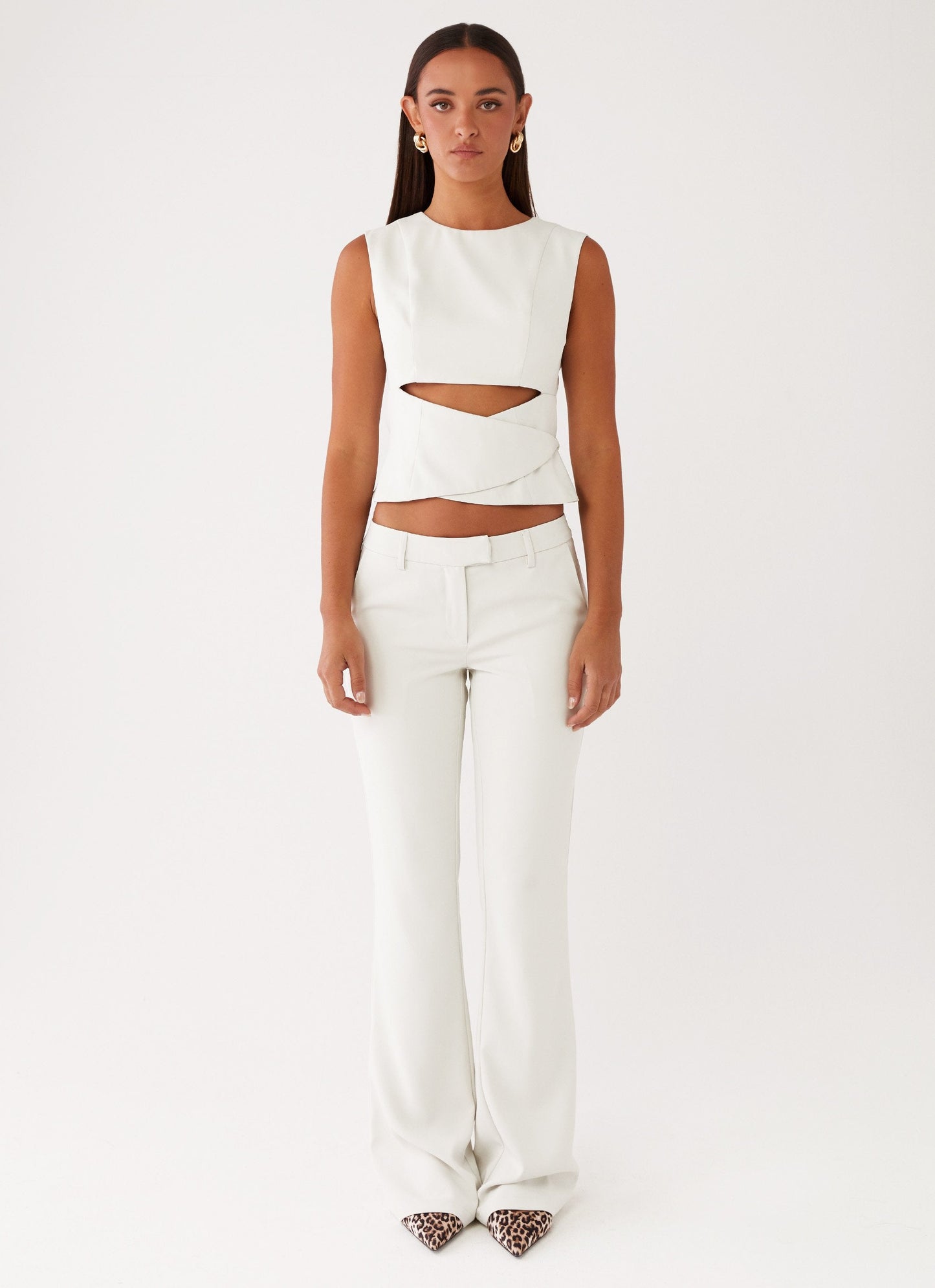 Cyra Low Rise Slim Fit Pants - Ivory