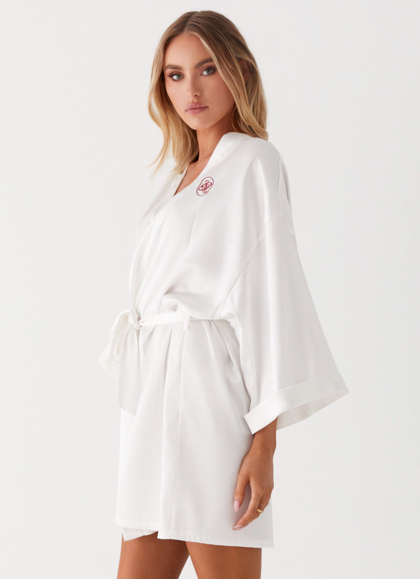 Emmy Satin Robe - White