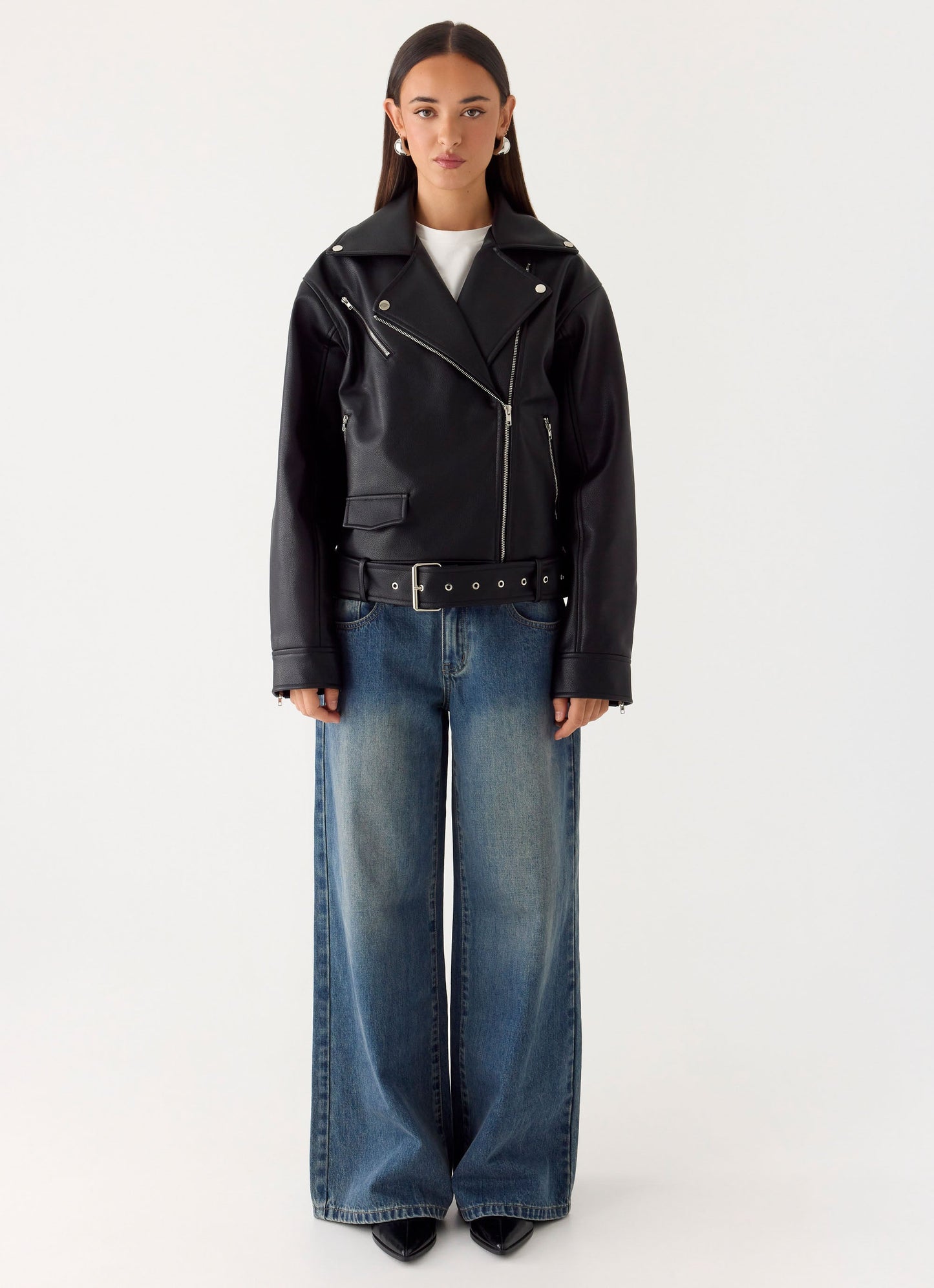 Ethan PU Biker Jacker - Black
