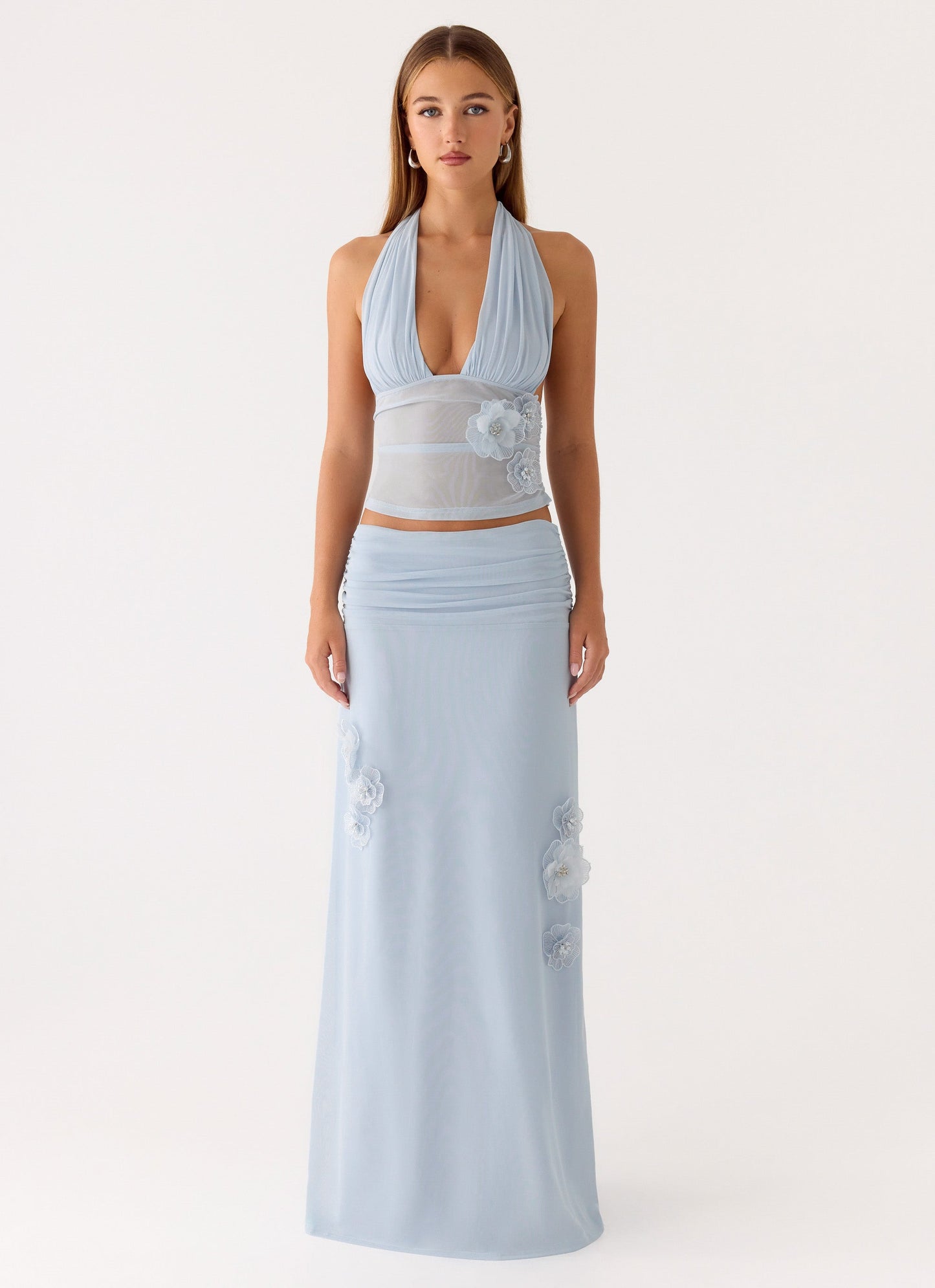 Fleur Power Maxi Skirt - Blue