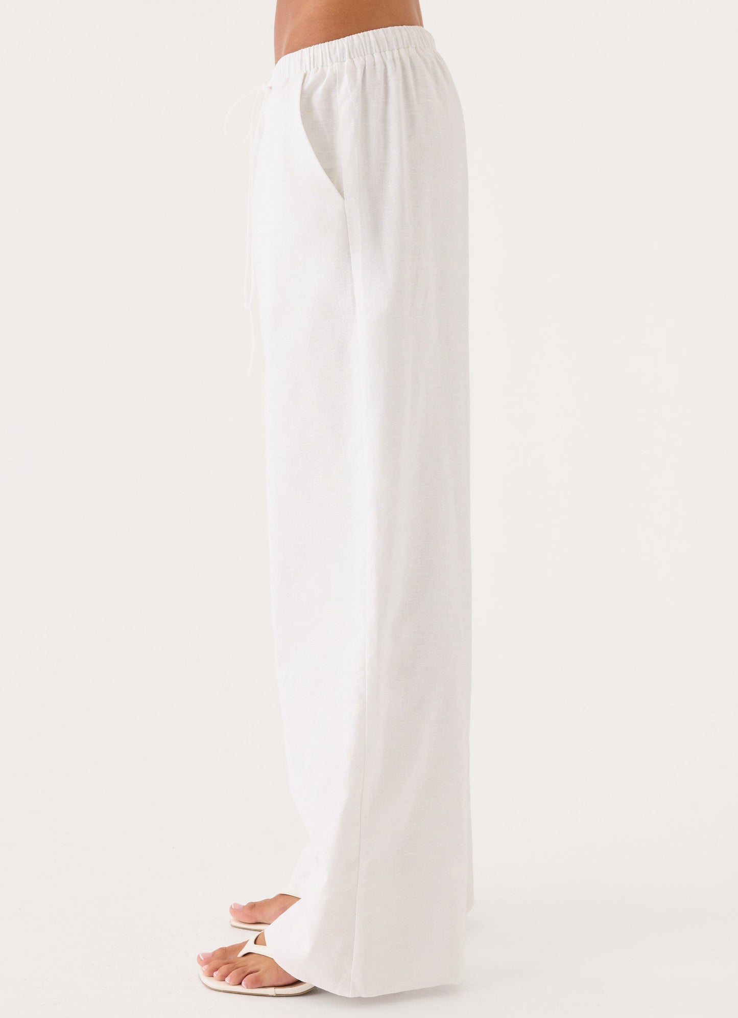 Norene Linen Wide Leg Pant - White