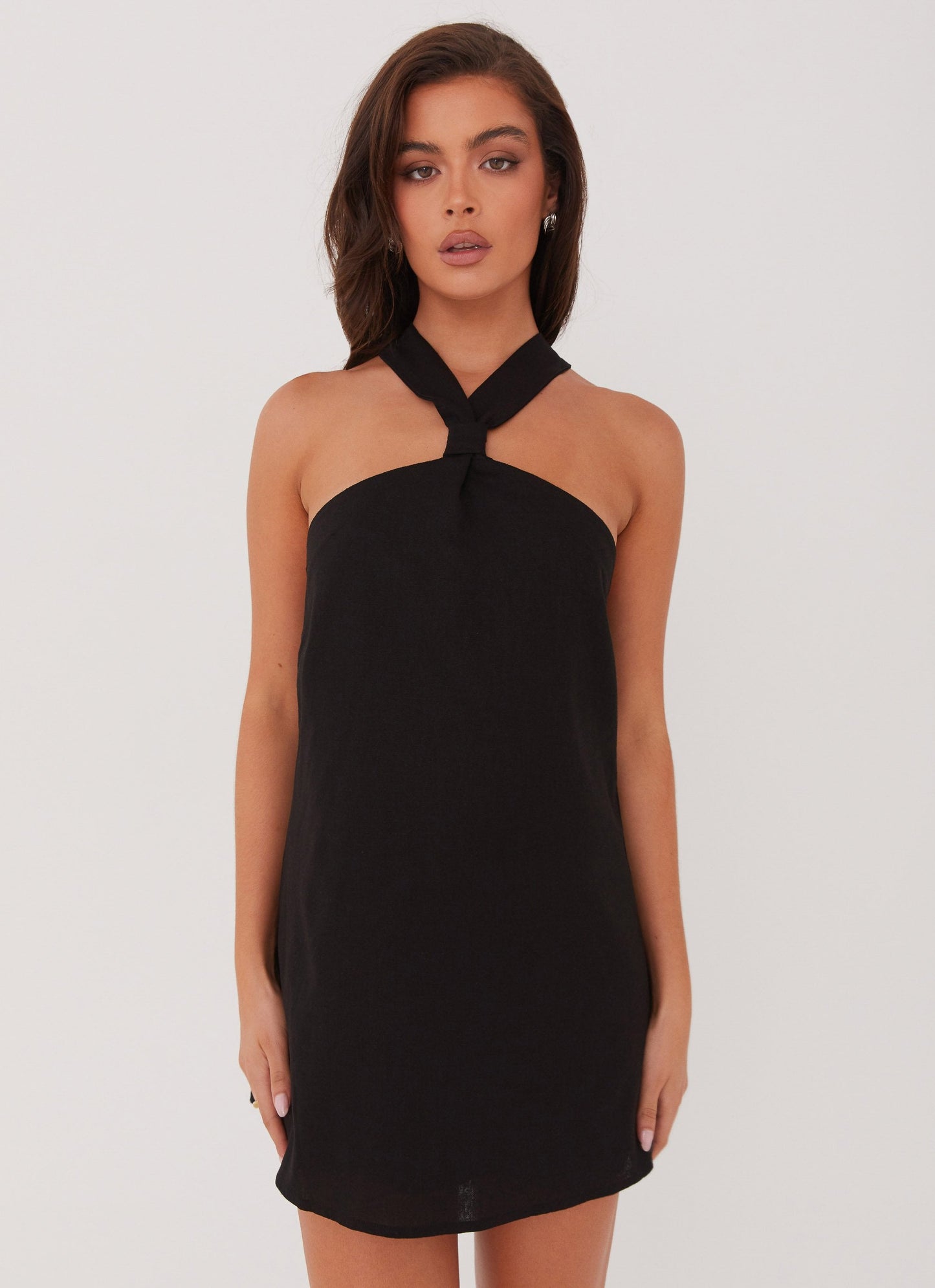 Keira Linen Micro Mini Dress - Black