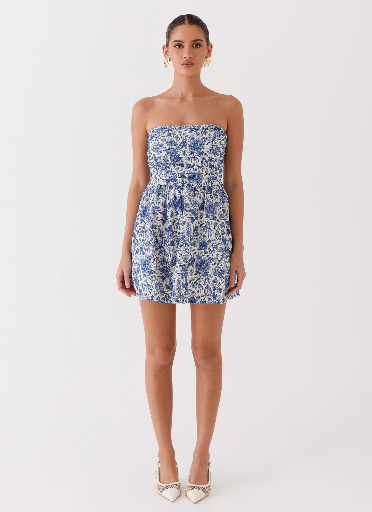 Forget Me Not Linen Mini Dress - Blue Paisley