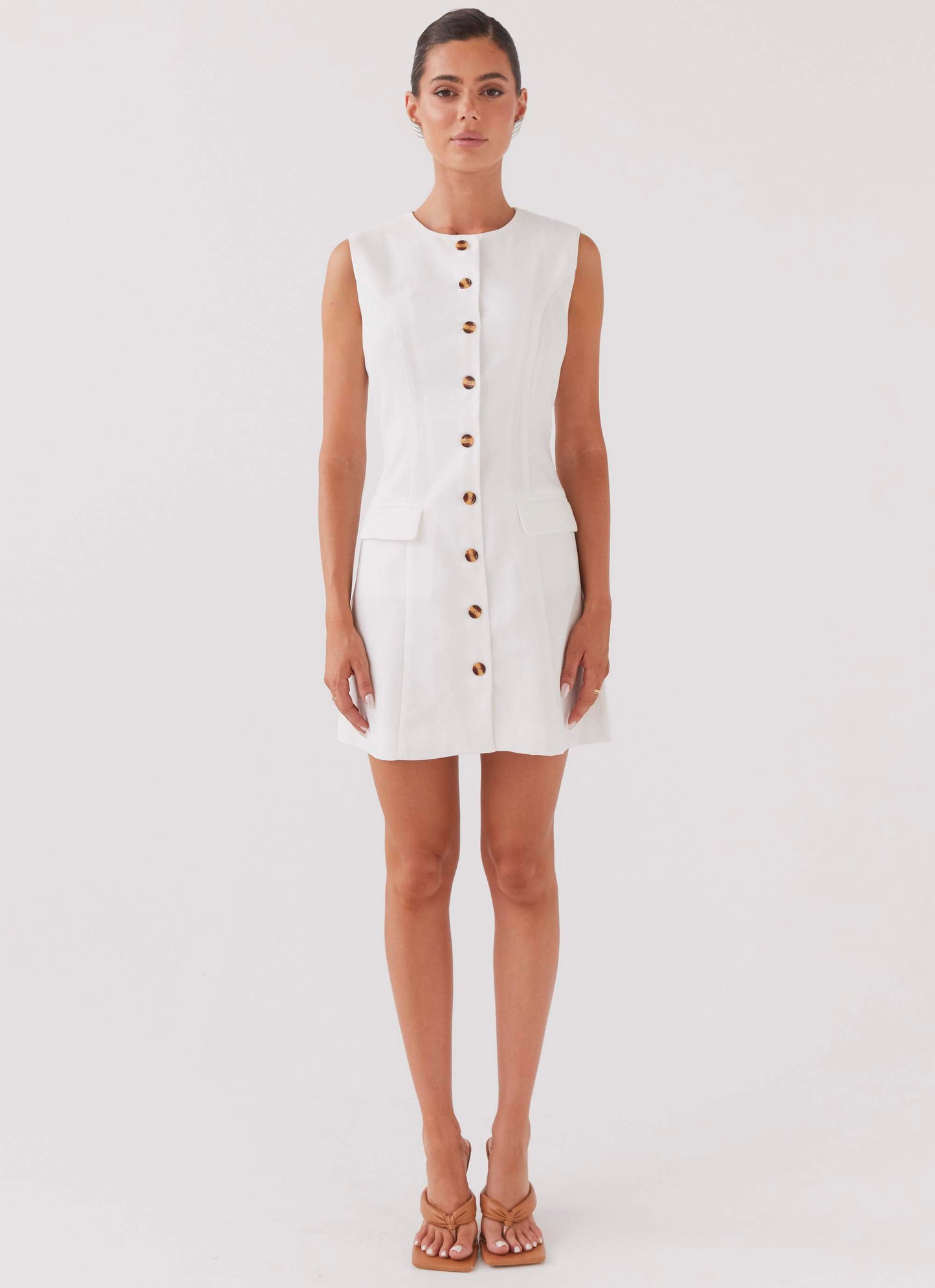 Castello Fiore Linen Mini Dress - White