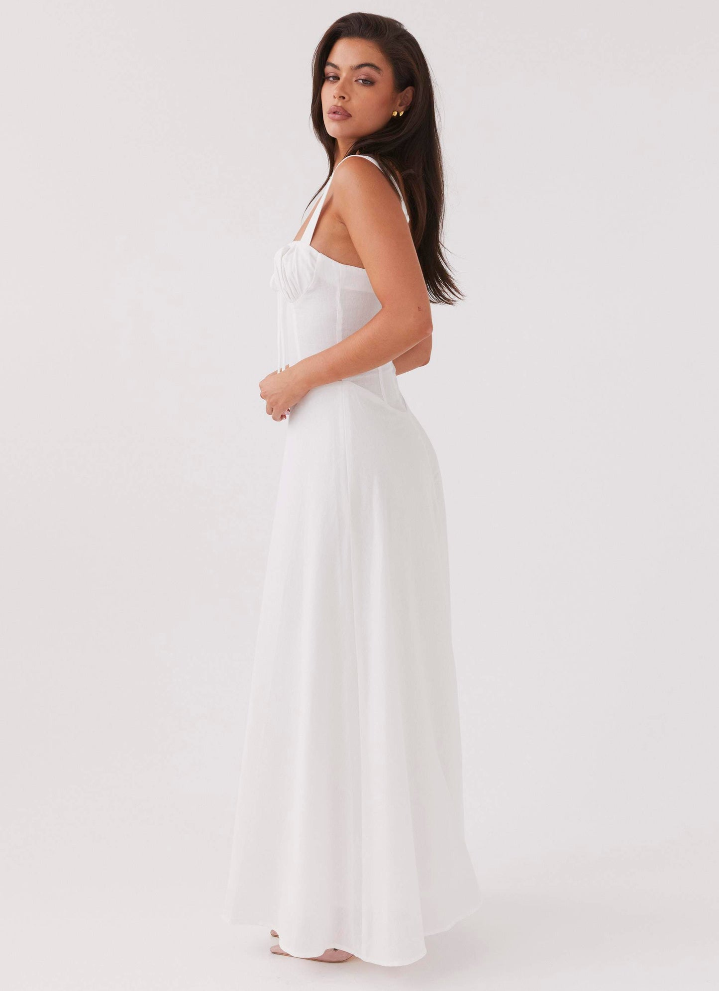 Lucie Linen Maxi Dress - White