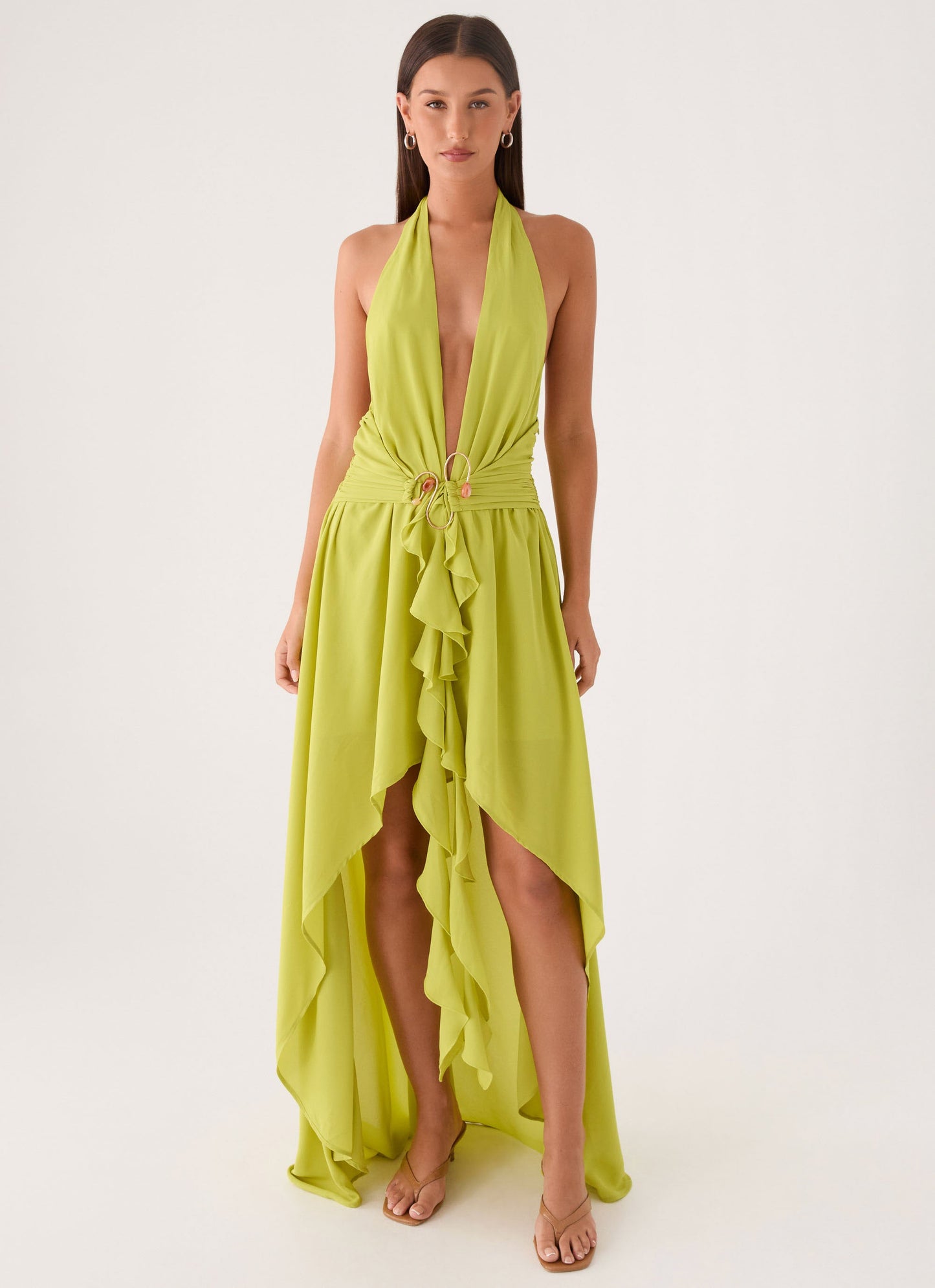 Sinead Halter Maxi Dress - Lime