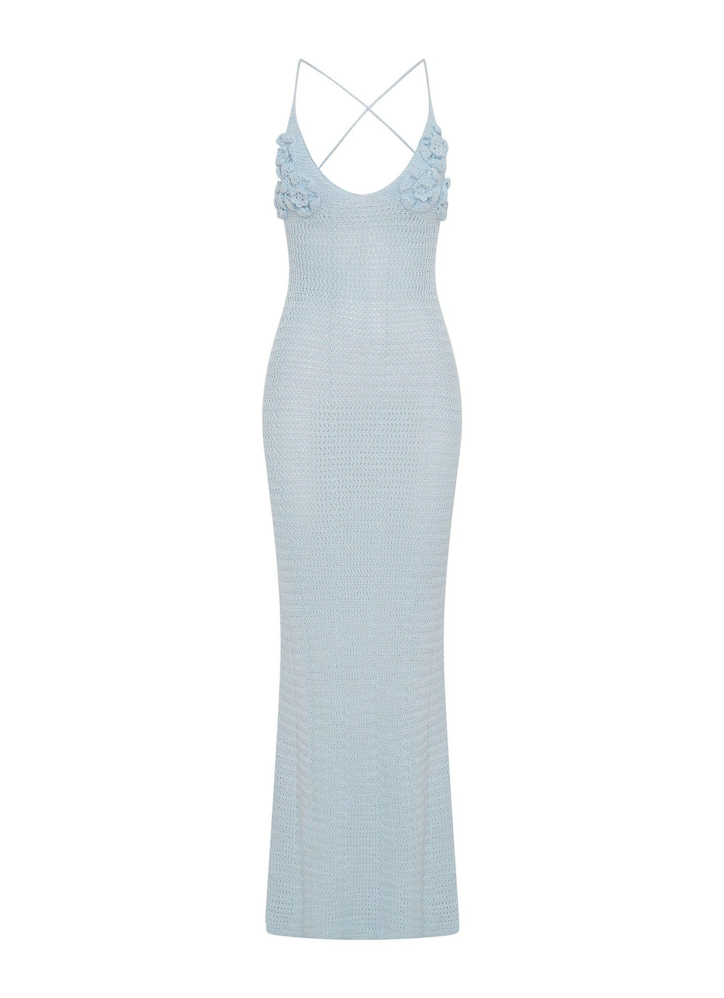 Zara Rose Crochet Maxi Dress - Blue
